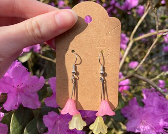 Pink Bell and Yellow Bell Floral Earrings - Cute Jewelry