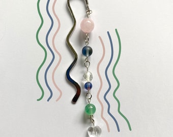 Pastel Wavy Long Beaded Bookmark - Cute Jewelry