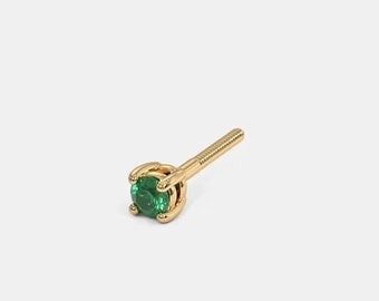 Emerald Stud in 18K Gold For Men's Minimalist Stud Party Collection