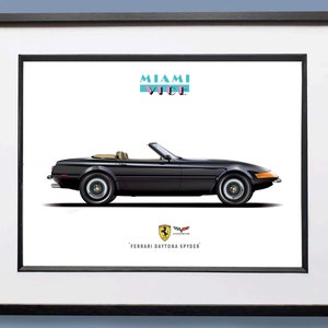 Miamistimme Ferrari Daytona Don Johnson Illustration Digitaler Kunstdruck Auto Kunst Film Auto Poster