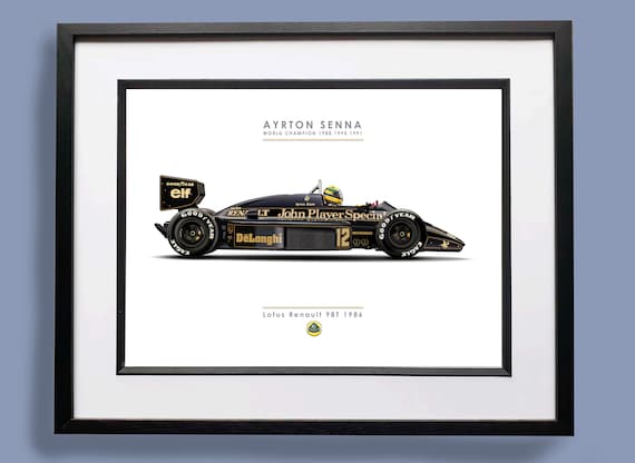 アイルトン・セナ ロータス 98T - フォーミュラ1 イラスト アート
