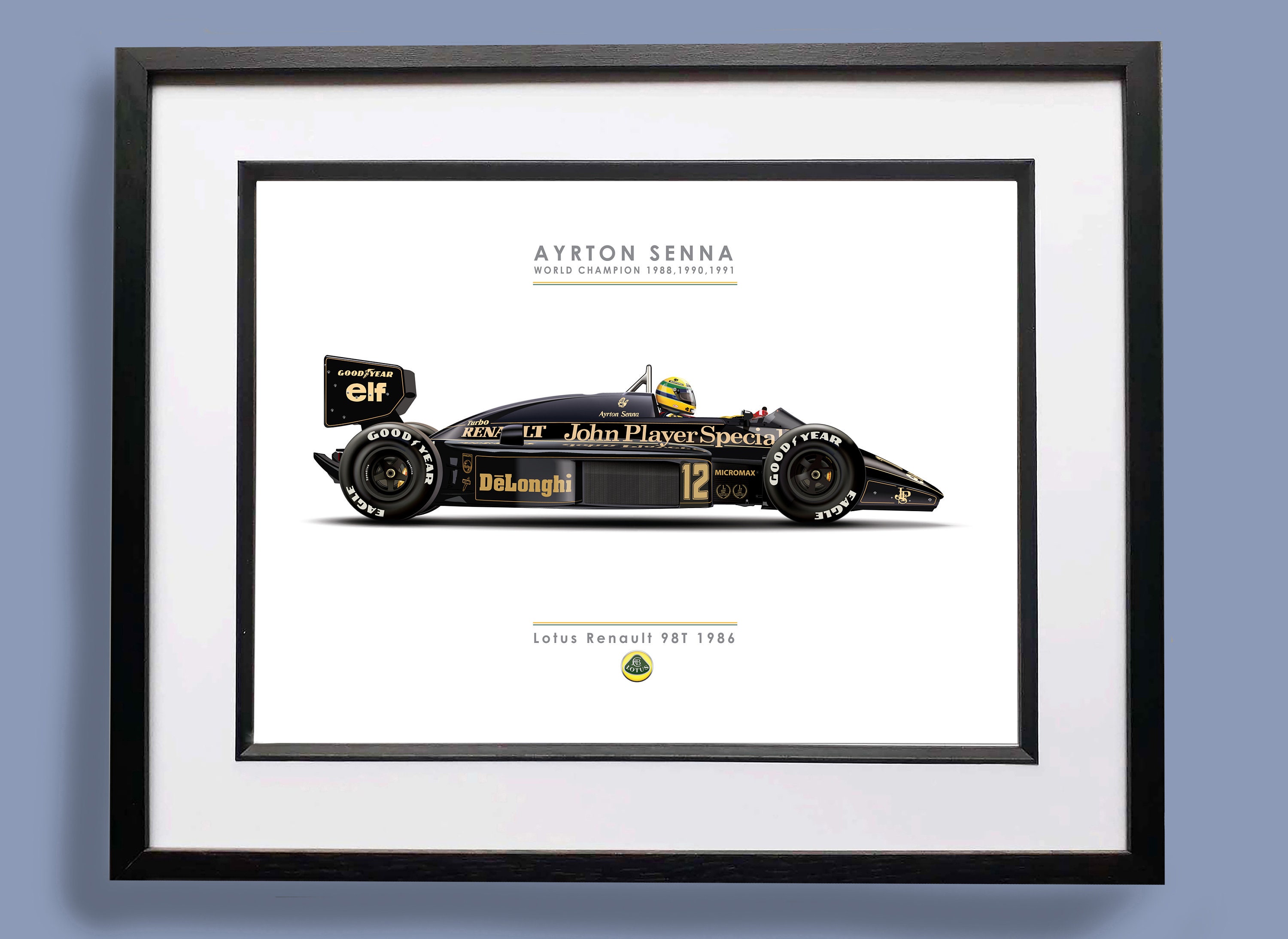 アイルトン セナ （アート）① アイルトン・セナ ロータス 98T - フォーミュラ1 イラスト アート