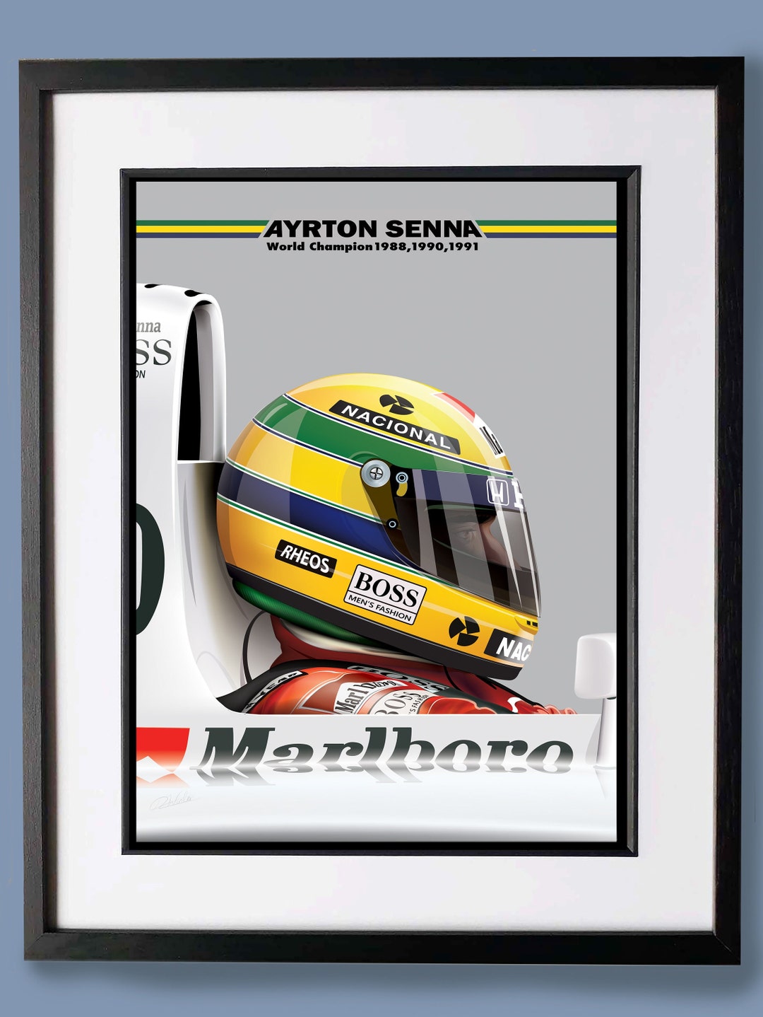 アイルトン・セナ マクラーレン イラスト：F1カーアートポスター