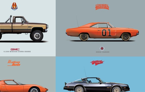 Montaje de coches famosos Arte del coche Póster Película Coche Impresión de  arte digital -  España