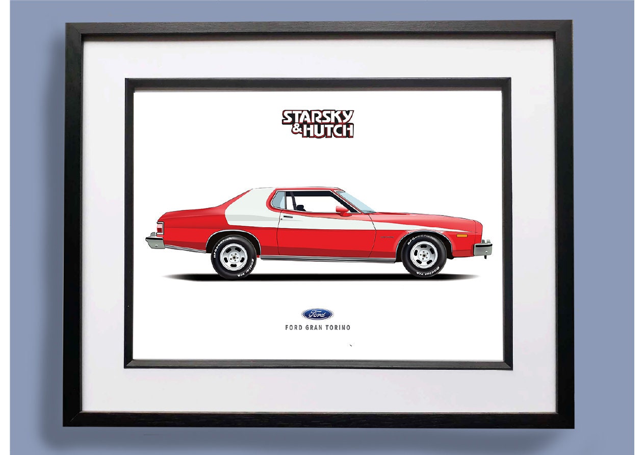 Starsky and Hutch Ford Grand Torino Illustration Car Art TV and Film Movie  Car Digital Art Print 