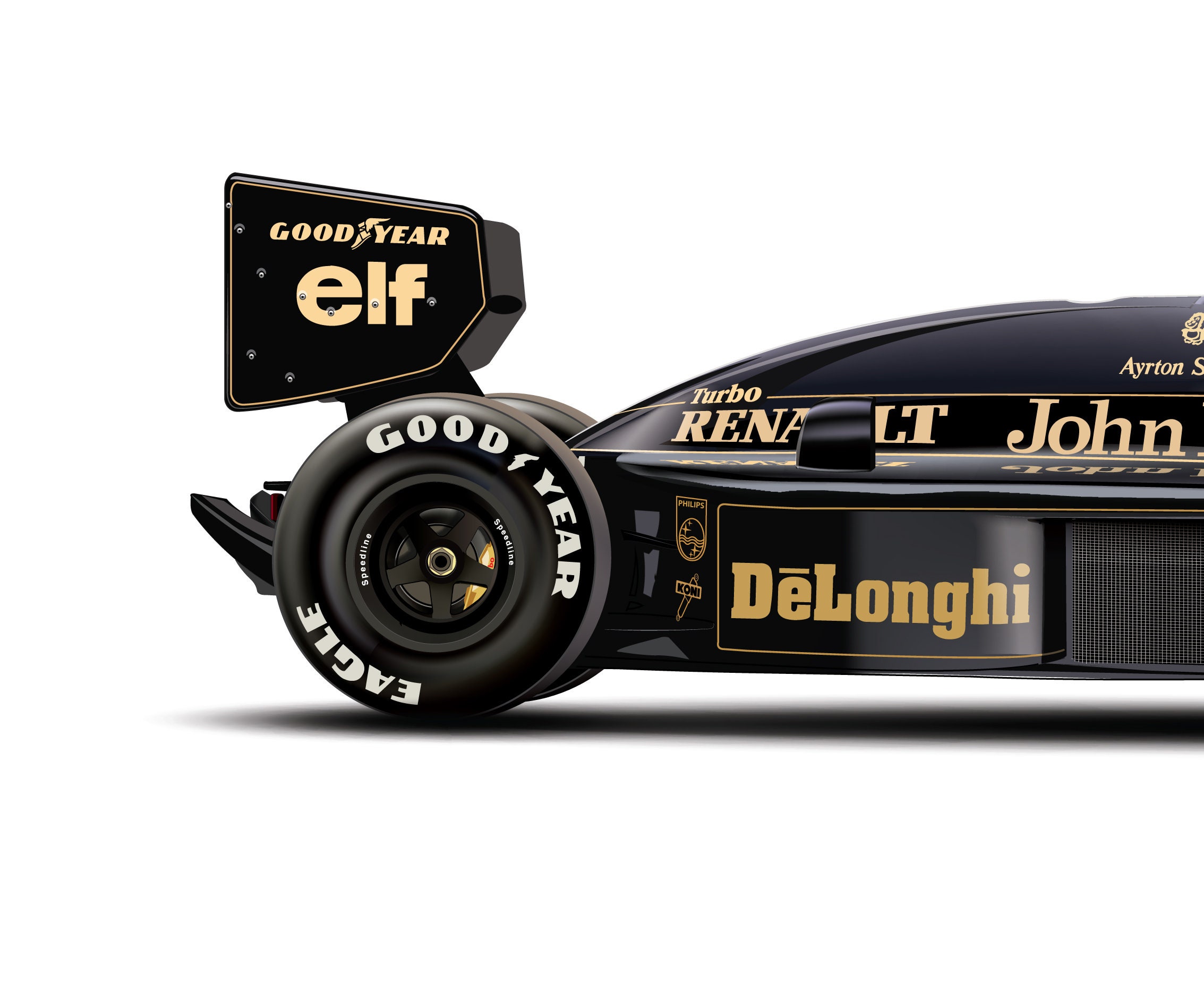 アイルトン・セナ ロータス98T - フォーミュラ1イラストアートプリント