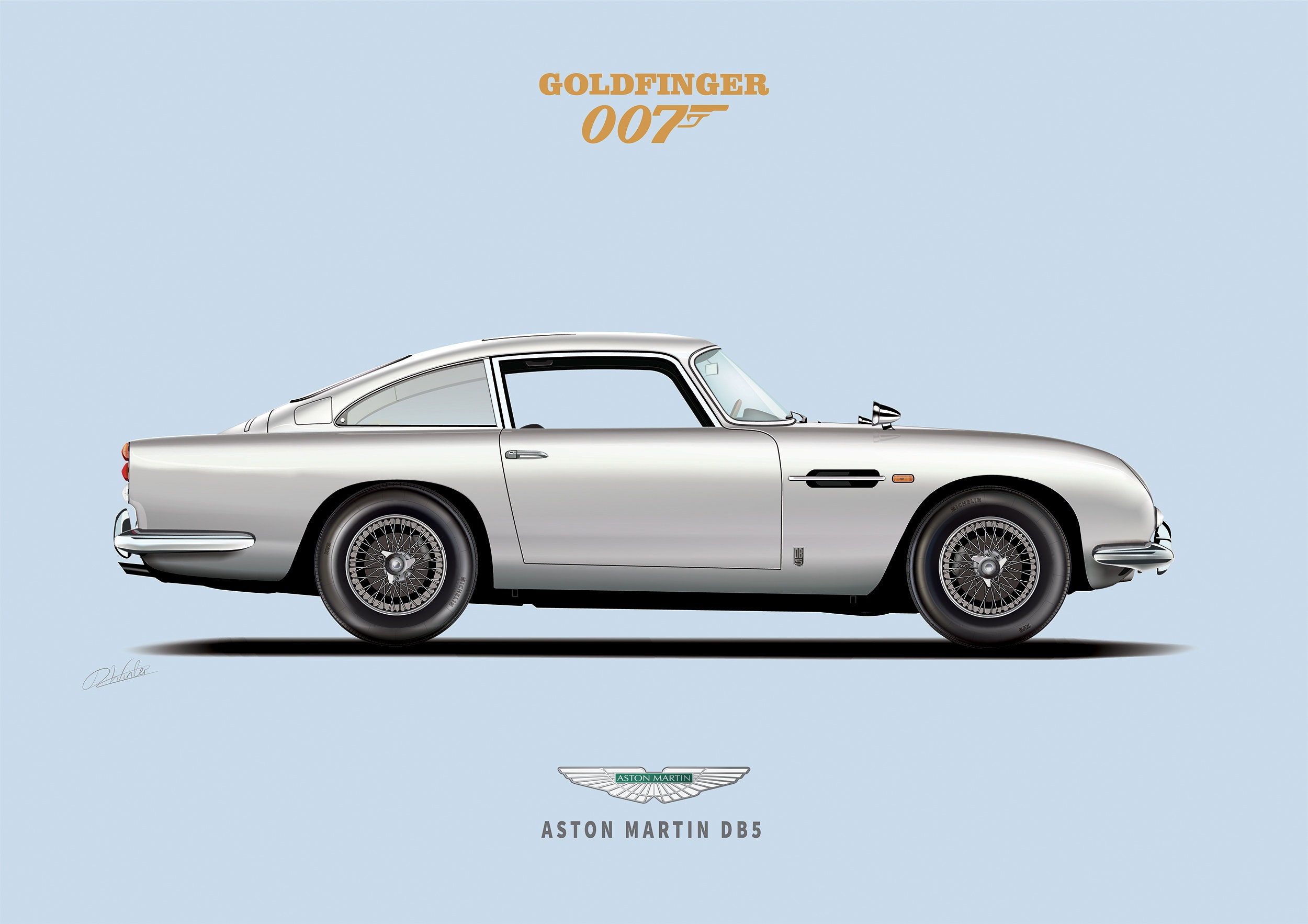 Aston Martin DB5 007 James Bond Skyfall Zip Pouch by