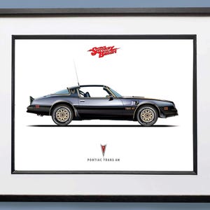 Smokey y el bandido Pontiac Trans Am Burt Reynolds Ilustración Impresión de arte digital Arte de coches Póster de cine y televisión Película Coche