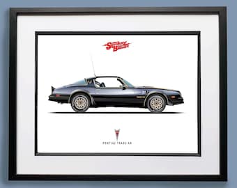 Smokey and The Bandit Pontiac Trans Am Illustration: Burt Reynolds Movie Car Art Print