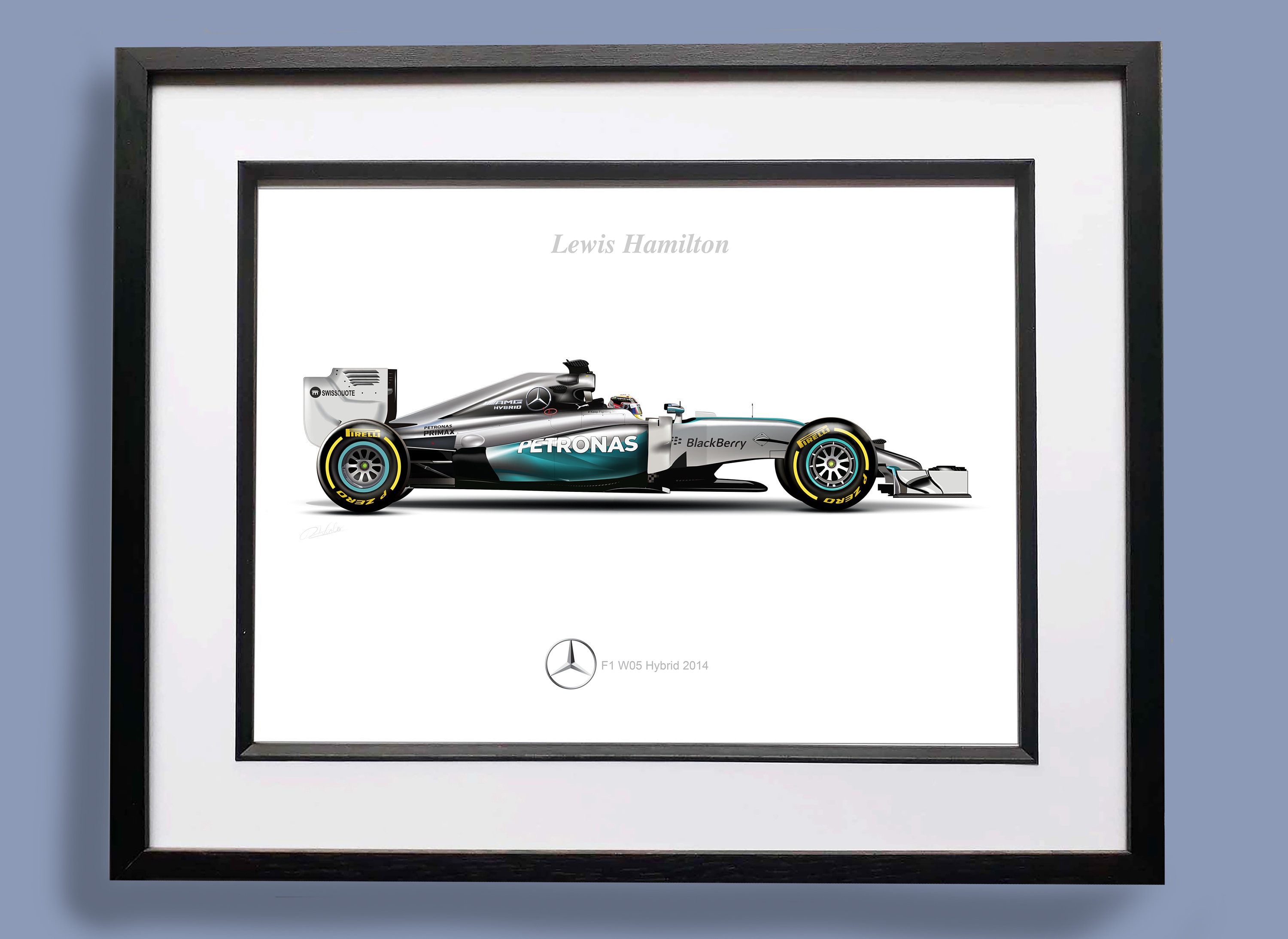 ルイス・ハミルトン F1 メルセデス W05 イラスト アートプリント