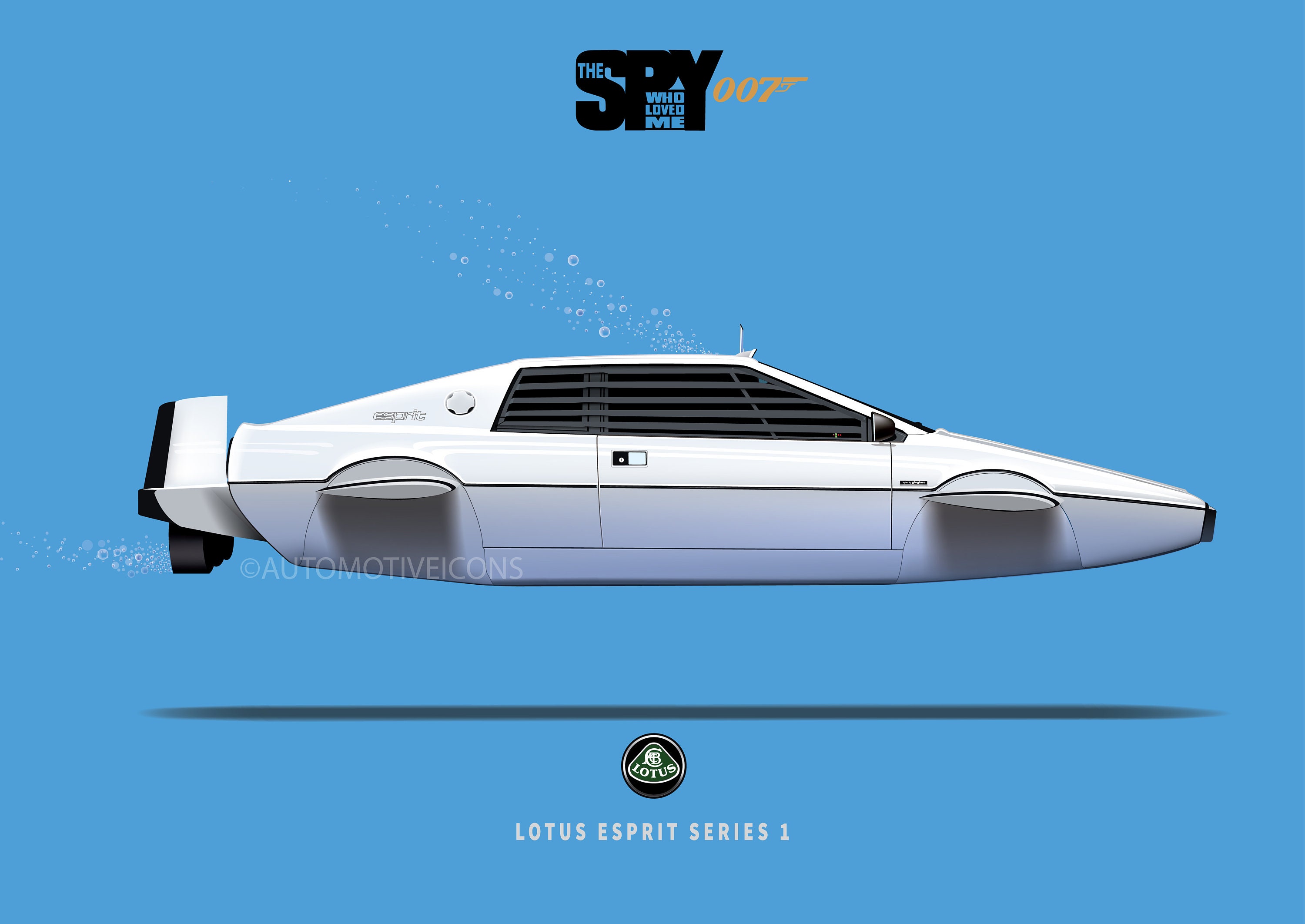 James Bond Lotus Esprit S1 Submarine Art Print - Etsy