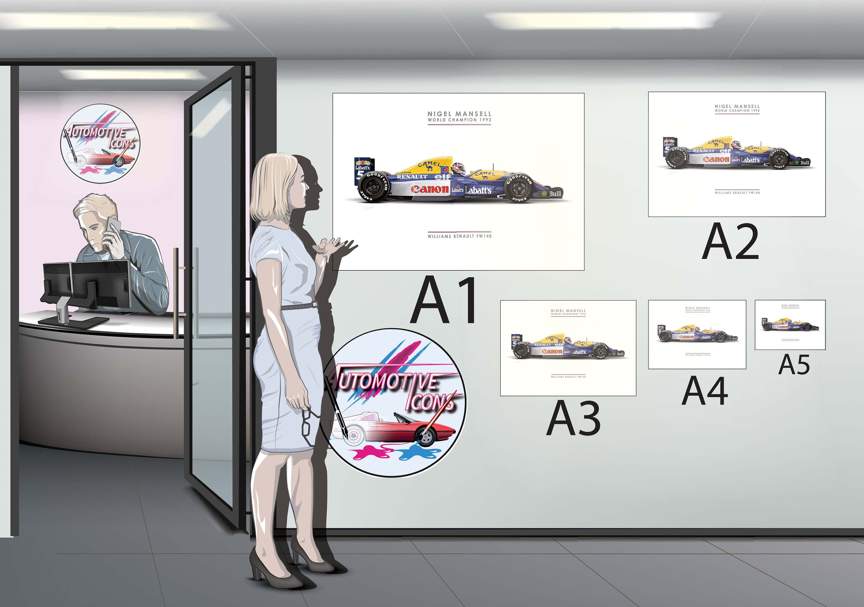 ナイジェル・マンセル ウィリアムズ FW14B アートプリント – F1