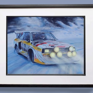 Impresión artística de edición limitada de Walter Rohrl del Audi Quattro S1 Grupo B Rally Car