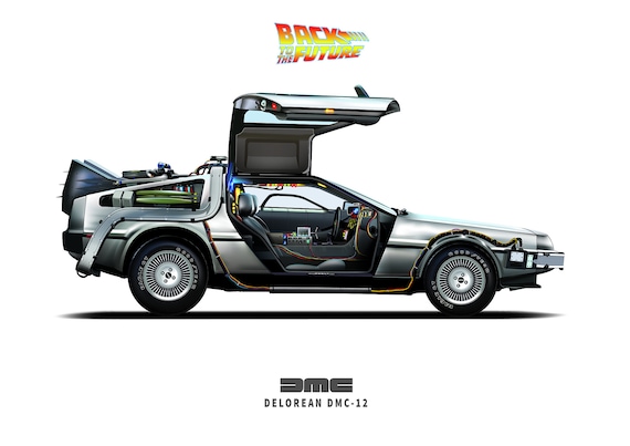 DeLorean DMC-12 Zurück in die Zukunft Film Auto Illustration Poster -   Österreich