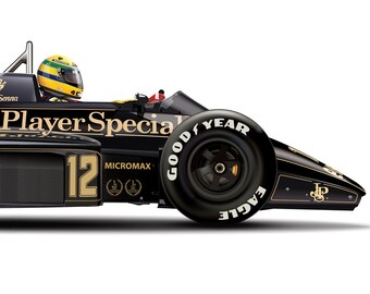 アイルトン・セナ ロータス98T - フォーミュラ1イラストアートプリント