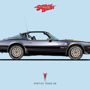 Smokey And The Bandit Pontiac Trans Am DIGITAL DOWNLOAD version Burt Reynolds  Illustration Car art TV and Film poster Movie Car