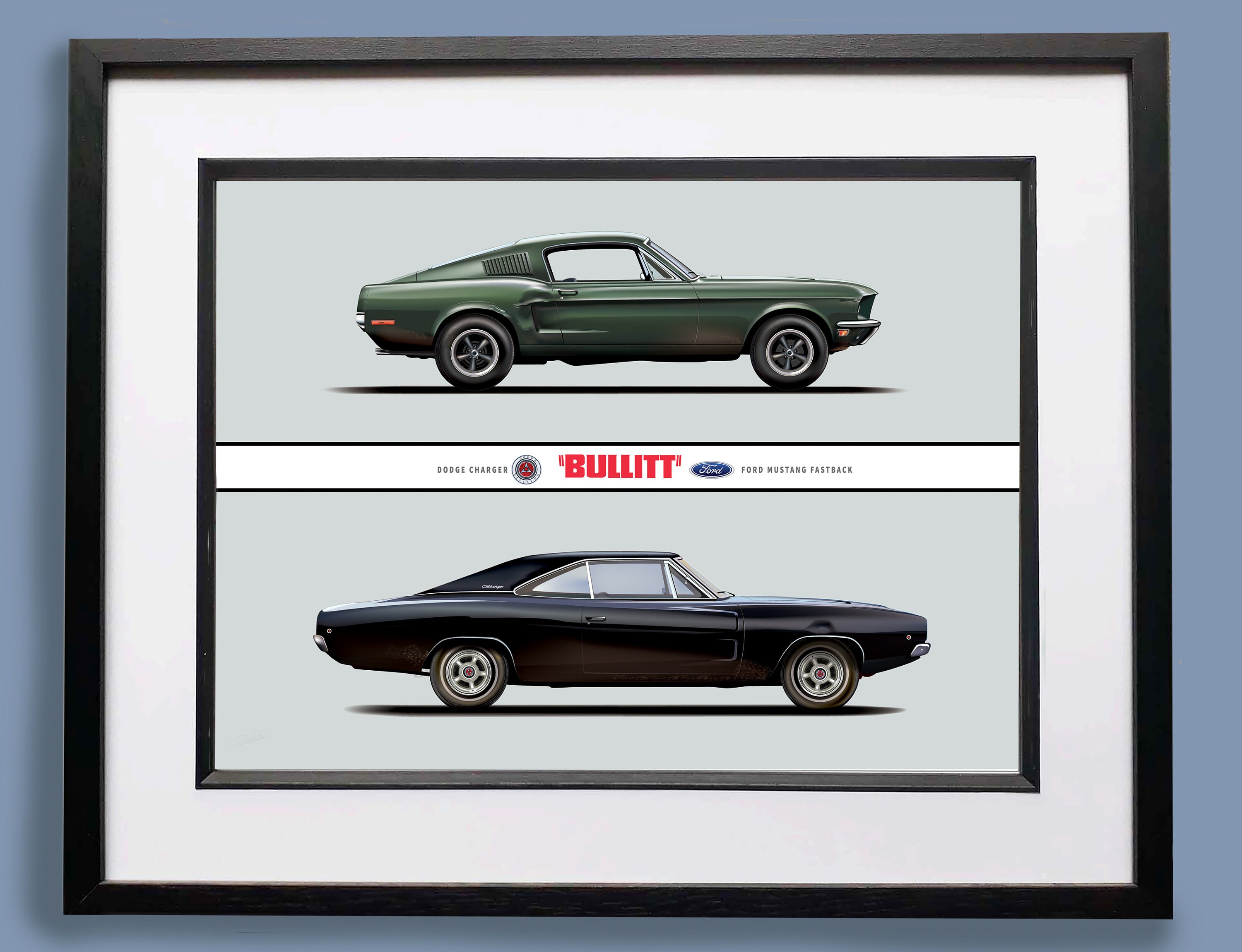 ミニカー BULLITT FORD MUSTANG & DODGE CHARGER Bullitt Ford Mustang and Dodge Charger Illustration Digital