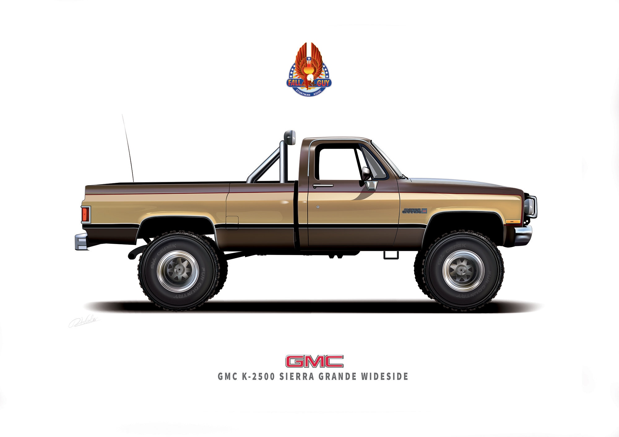 フォールガイトラックのアートプリント：GMCシエラグランデのイラスト