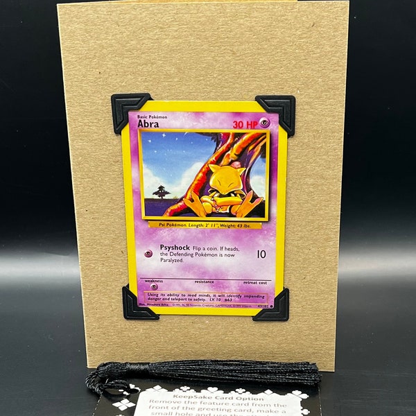 Original Vintage Abra Pokémon 43/102 Base Set KeepSake Greeting Card