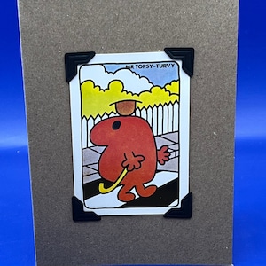 vintage Mr Men Mr Tipsy-Turvy Carte de caractère KeepSake Carte de vœux