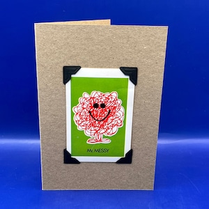 vintage Mr Men Mr Messy 1976 Carte de caractère KeepSake Carte de vœux