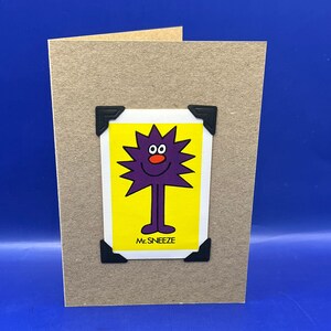 vintage Mr Men Mr Sneeze 1976 Carte de caractère KeepSake Carte de vœux