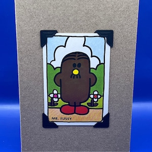 vintage Mr Men Mr Fussy Carte de caractère KeepSake Carte de vœux