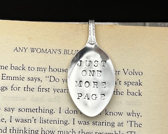 Handstamped Just One More Page Upcycled Spoon Bookmark