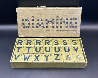 Vintage French Diamino Game - Boxed with all Letter Tiles