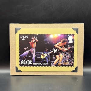 Carte postale ACDC PHQ 2025 Timbres du bureau de poste Carte de voeux originale KeepSake Boston 1978
