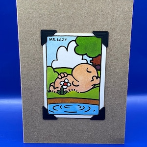 Vintage Mr Men Mr Lazy Character Card KeepSake Greeting Card