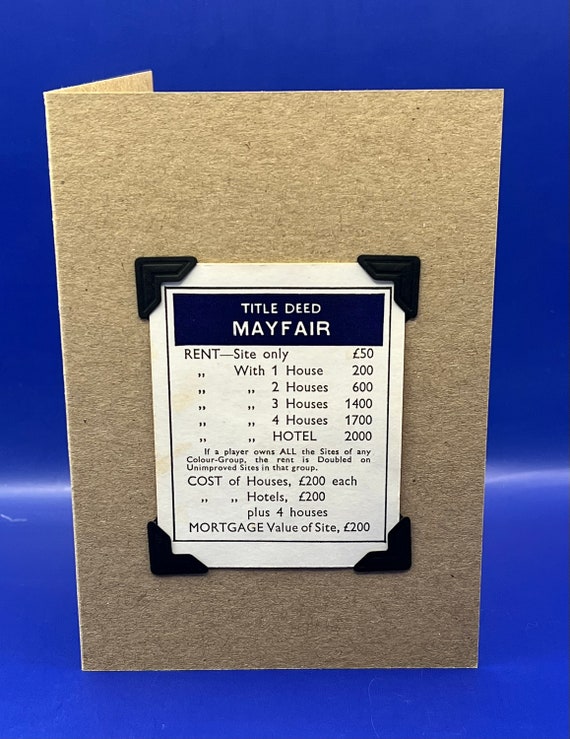 Vintage Mayfair Monopoly Card Keepsake Greeting Card - Etsy