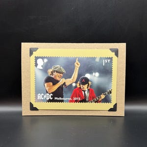 Carte postale ACDC PHQ 2025 Timbres du bureau de poste Carte de voeux originale KeepSake Melbourne 2015