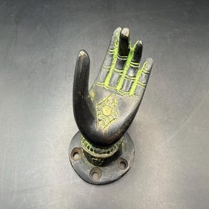 Large Bronze Buddha Hand Hook Handle Left Hand