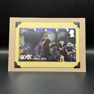 Carte postale ACDC PHQ 2025 Timbres du bureau de poste Carte de voeux KeepSake originale Indio 2023