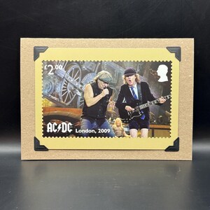 Carte postale ACDC PHQ 2025 Timbres du bureau de poste Carte de voeux originale KeepSake Londres 2009