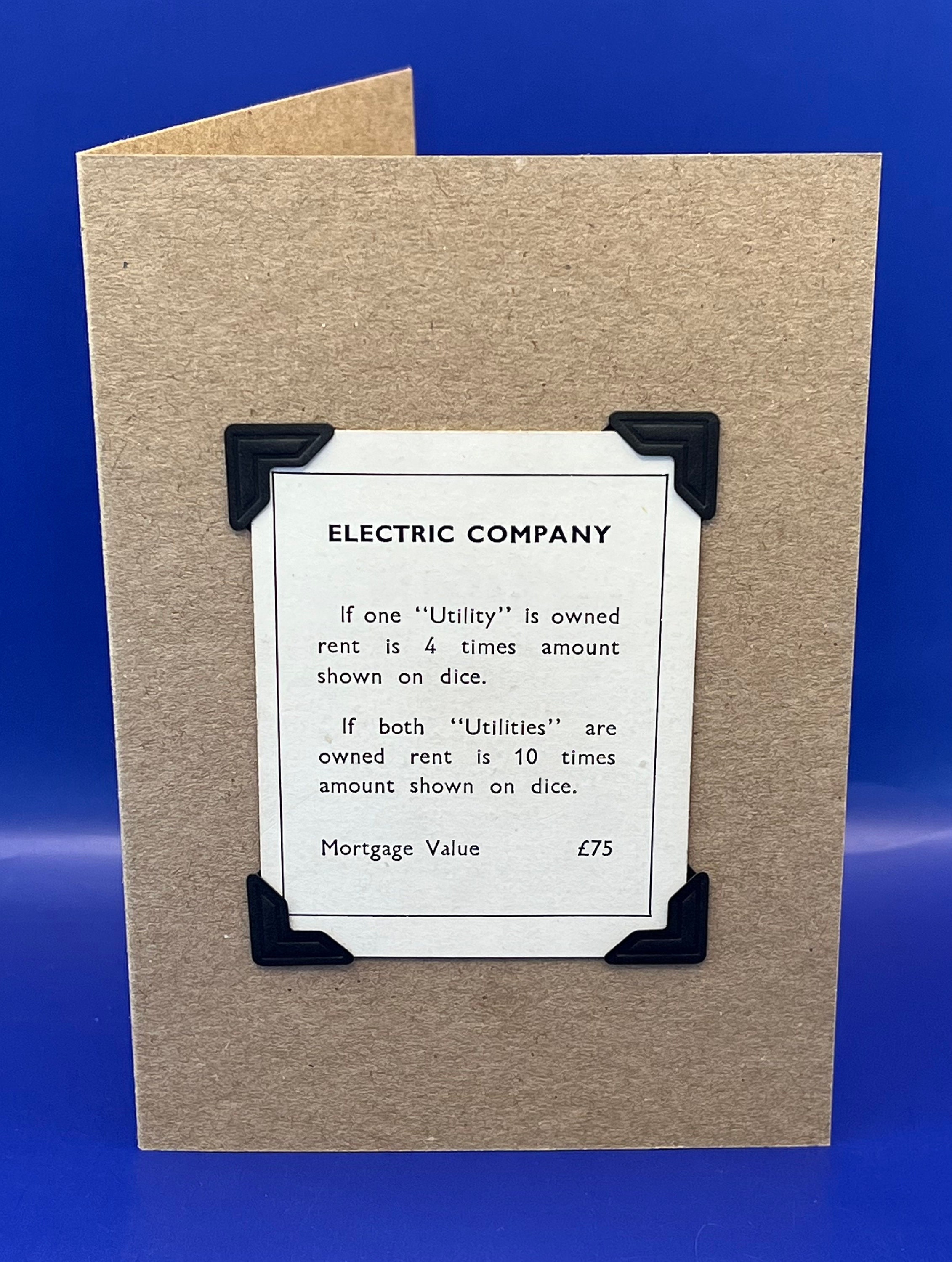 Vintage Electric Company Monopoly Card Keepsake Greeting Card Etsy