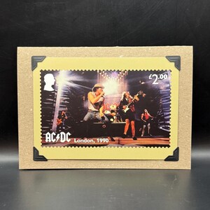 Carte postale ACDC PHQ 2025 Timbres du bureau de poste Carte de voeux originale KeepSake Londres 1990