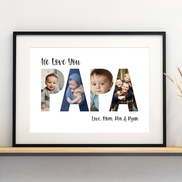 Papa Photo Collage, Customized Father's Gift, Dad Photo Collage,Gift For Papa,Printable Father Day Photo Collage, Dad Collage