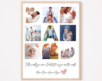 Daddy Photo Collage, Customized Father's Gift, Gift For Dad, Personalized Gift for Dad, Printable Father Day Photo Collage, Photo Gift