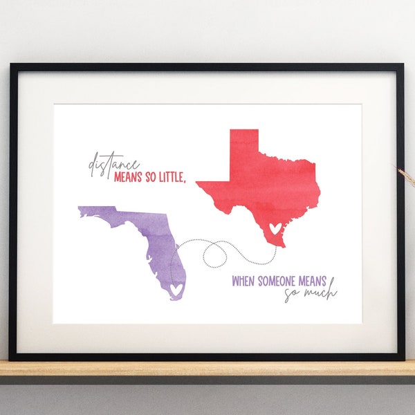 Distance Means so Little When Someone Means So Much Custom JPEG Wall Art, long distance gift for family/friend, moving away gift, Christmas