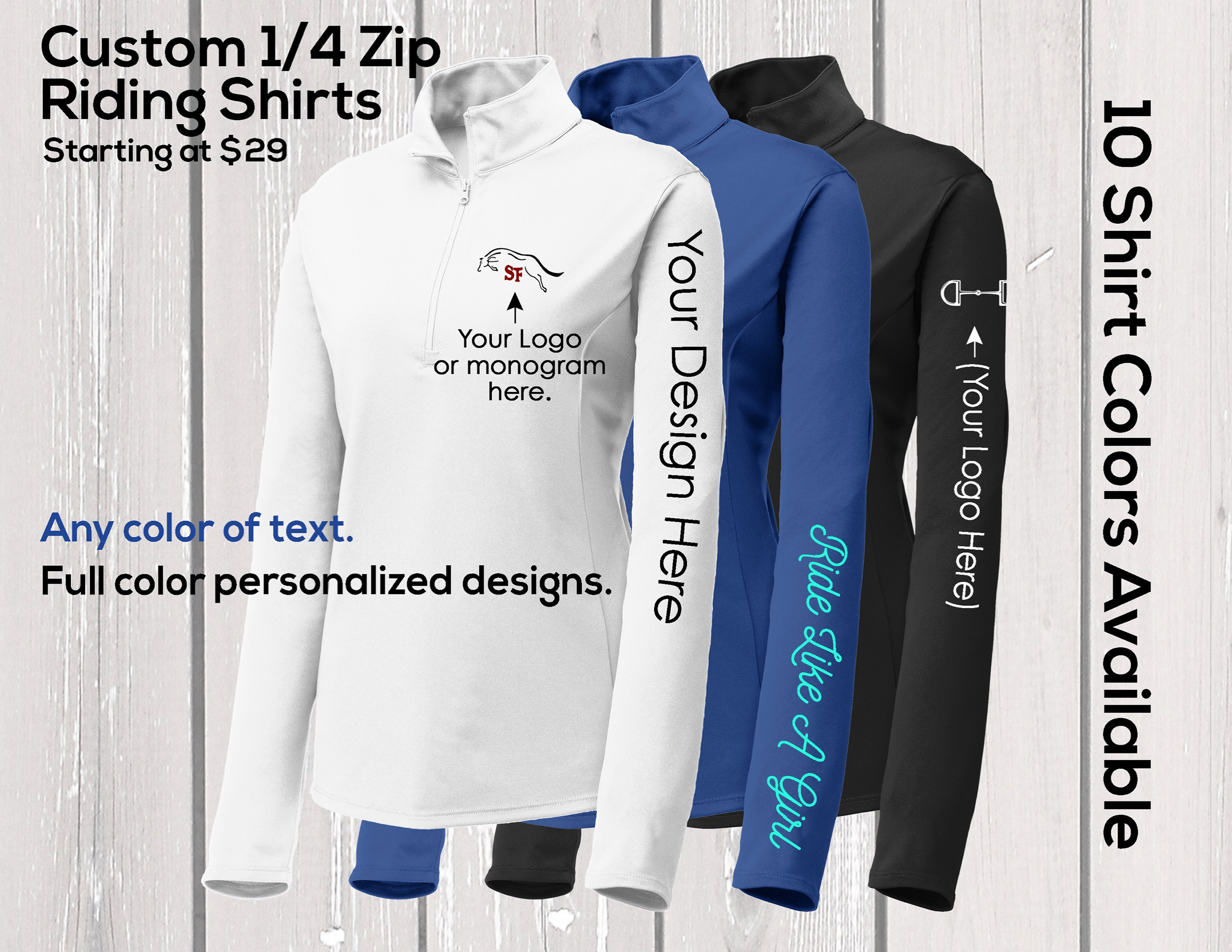 Custom 1/4 Zip Equestrian Shirt Etsy