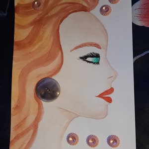 boutons vintage sur carte aquarelle unique