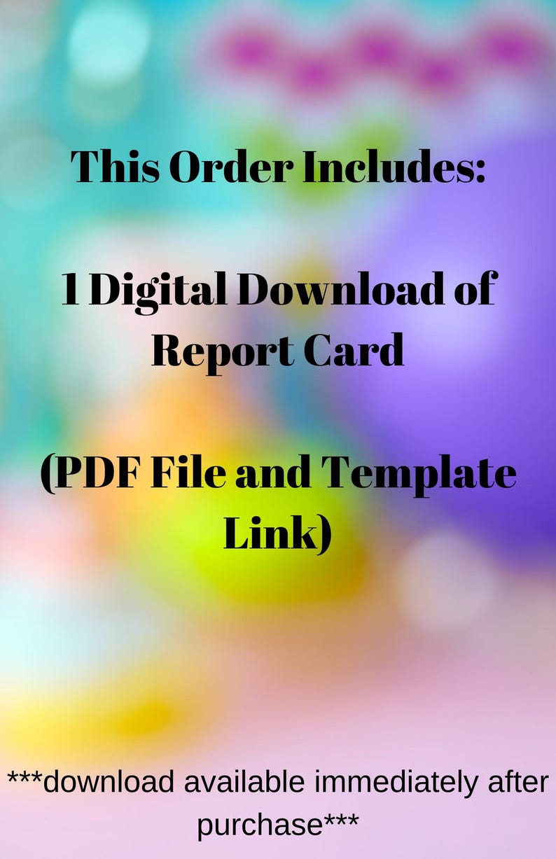 Report Card Template, Customizable Report Card, Home School Report Card ...