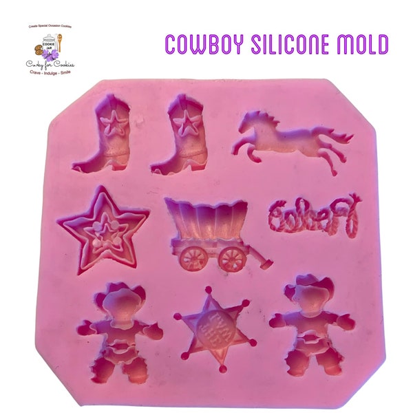 Cowboy Silicone Fondant Country Mold, Fondant Mold, Gum Paste Mold, Cookie and Cake Decorating, Food Grade Silicone  Mold, Silicone Mould