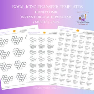Honeycomb Royal Icing Transfer Template, Bee's, Summer Sugar Cookies, Transfer Templates