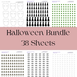 Modelli di trasferimento di glassa reale per Halloween, pacchetto, maschera, gatto nero, fantasma, alieno, zucca, spettrale