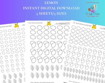 Lemon and Lemon Leaf royal icing transfer sheets, Sugar Cookies, Lemonade,