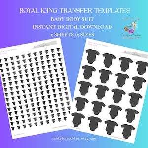 Babyrompertje in 4 maten Royal Icing-overdrachtsjabloon