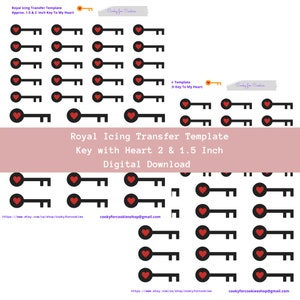 Key With Heart Royal Icing Transfer Template
